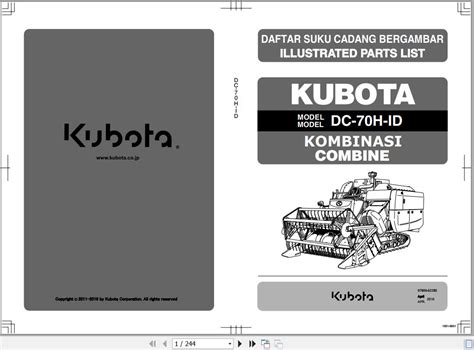 kubota parts illustrated list